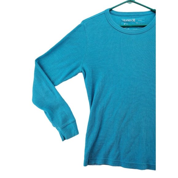 HURLEY Shirt Men's Long Sleeve Thermal Crew Neck Pullover Tee Blue Small - Picture 2 of 6